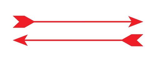 Long arrow icons set. Set of trendy long arrows left and right in flat style. Red large forward left or right pointing solid long arrow icons sketched as symbol. eps 10 vector