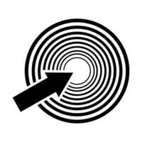 Black arrow target icon. Linear and silhouette circle icon isolated on white background. Simple element for design. vector