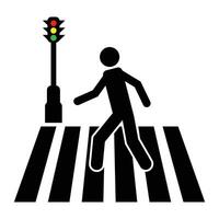 Crosswalk icon. Street crossing symbol sign isolated on white background. Pedestrians traffic road sign for website or mobile app design. For graphic and web design. vector