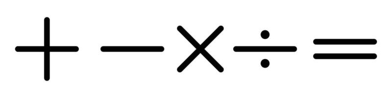 Plus minus, calculator icon. Mathematical symbols, plus, minus, multiplication, division, equals. Isolated on a white background. eps 10 vector