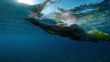 Man Swimming In The Ocean Near The Surface For Muscular Activation video