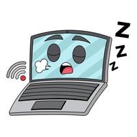 cartoon laptop with expressionlow signal vector