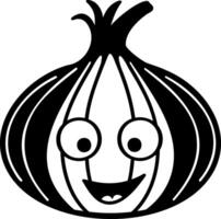 Cute cartoon onion character with smiling face and big eyes, adding playful touch to any design vector