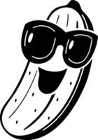 Cool cucumber wearing glasses, smiling with fun expression, perfect for playful designs vector