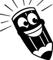 Happy pencil character with smiling face and shining rays, perfect for school supplies vector