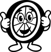Happy lime cartoon character with round shape and thumbs up gesture vector