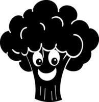Happy broccoli character with smiling face and cartoonish features vector