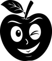 Happy cartoon apple with playful wink and leaf on top vector