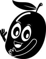 Cute mamgo cartoon fruit character with smiling face and leaf on top expressing joy and friendliness vector