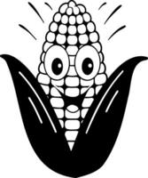 Cute corn character with big eyes and surprised expression, peeking from its husk vector