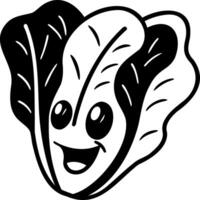 Happy lettuce character with smiling face and leafy greens vector