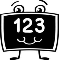 Cute character with smiling face and number 123 displayed prominently vector