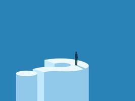 Challenge, visionary businessman standing on a question mark vector