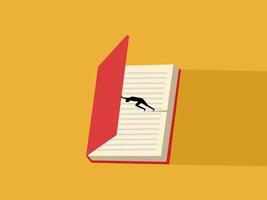 Learning Concept, Businessman Trying to Open Book vector