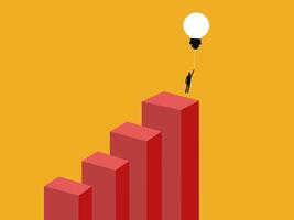 Find new business, Businessman floating with light bulb balloons out of the bar chart vector