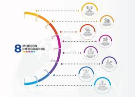 Basic circle infographic template with 8 steps, process or options, process chart, Used for process diagram, presentations, workflow layout, flow chart. vector