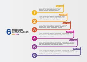 Template infographic 6 process for presentation. vector