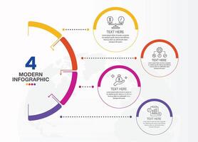 Basic circle infographic template with 4 steps, process or options, process chart, Used for process diagram, presentations, workflow layout, flow chart. vector