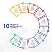 Infographics design template, with 10 steps or options. Business concept. vector