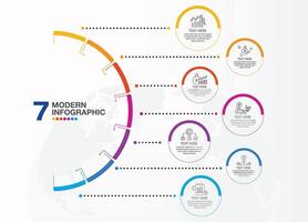 Basic circle infographic template with 7 steps, process or options, process chart, Used for process diagram, presentations, workflow layout, flow chart. vector