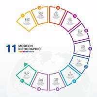 Infographics design template, with 11 steps or options. Business concept. vector