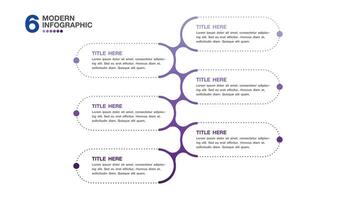 Infographic 6 process for presentation. Blue tone. vector