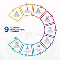 Infographic design with circle for business template. 9 steps. vector