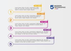 Template infographic 5 process for presentation. vector