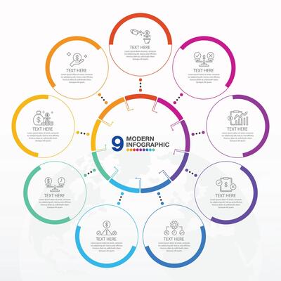 Infographic 9 step and icons.