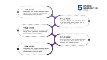 Infographic 5 process for presentation. Blue tone. vector