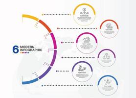 Basic circle infographic template with 6 steps, process or options, process chart, Used for process diagram, presentations, workflow layout, flow chart. vector