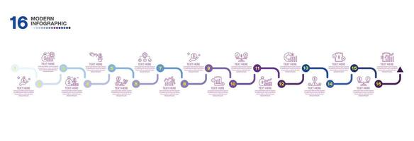 Basic infographic with 16 steps, process or options, process chart, Used for process diagram, presentations. vector