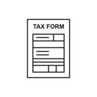 thin line tax form icon. concept of taxation overview reminder file or risk monitoring in tax collect. flat contour trend modern vat logotype stroke graphic design illustration on white vector