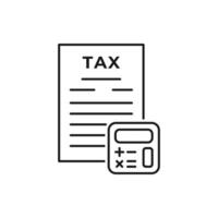 Tax payment outline icon. linear style sign for mobile concept and web design. Tax document and calculator simple line icon. Symbol, logo illustration. vector