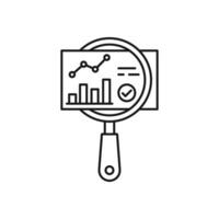 thin line quality control icon like audit validity. concept of key performance indicator or business visualisation. linear trend graphic stroke design lineart logotype web element isolated on white vector