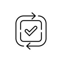 round convenient icon like easy pay or update. concept of replace or swap symbol and quality control. linear trend modern synchronize logotype graphic stroke art design web element isolated on white vector