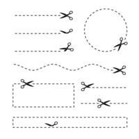 Dashed Lines with Scissors Icons for Crafting vector