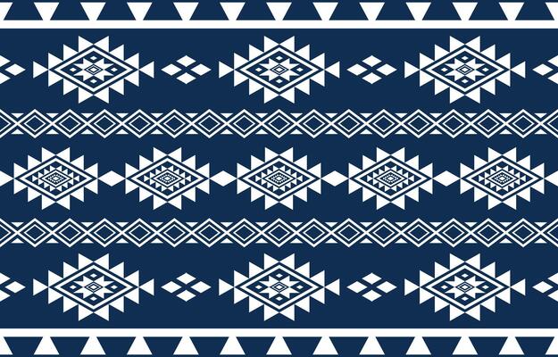 Native pattern. Embroidery ethnic fabric abstract concept. Design for handcraft ikat motif ornament white and blue.