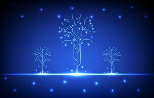Abstract tree circuit board technology future design for futuristic data cyber network background electronic internet of things. vector
