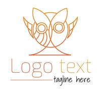 Owl abstract line art logo illustration with dummy text on white background. vector