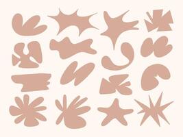 Modern Abstract Blob Shape Collection. A set of 16 abstract blobs featuring freeform silhouettes soft curves spikes and artistic cutouts in modern minimalist style. Perfect for creative visual assets vector