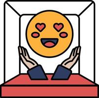 A cartoon of a smiling face with two hands reaching out to hug it vector