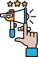 A hand pointing at a microphone with three stars above it vector