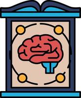 A brain is shown in a blue frame with a red outline vector