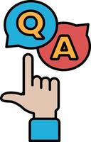 A hand pointing to a Q and A sign vector