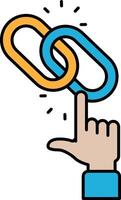 A hand pointing to a link with a chain vector