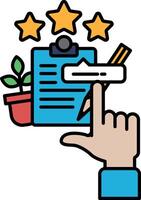 A hand is pointing at a piece of paper with a star on it vector