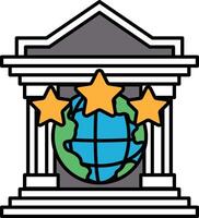 A building with a globe and three stars on it vector