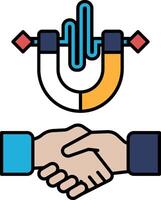 A hand shaking another hand with a magnet in the middle vector