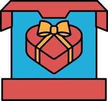 A red box with a bow on top of it vector